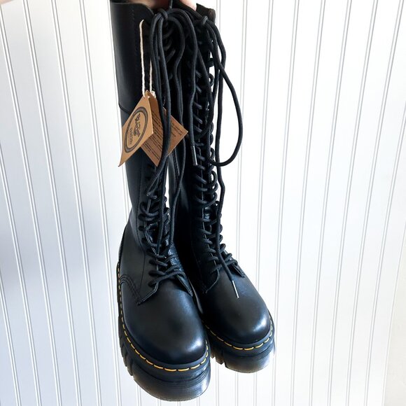 NWT Dr. Martens Audrick 20-Eye Leather Knee High Tall Platform Boots UK 3 / US 5 - Picture 2 of 8